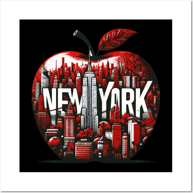 The Big Apple New York Abstract Cityscape Wall Art by TomFrontierArt